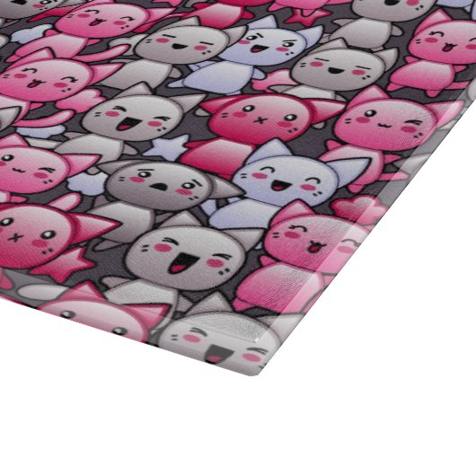 かわいいかわいいの落書き猫2が付いているパターン カッティングボード (角)