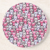 かわいいかわいいの落書き猫2が付いているパターン コースター (正面)