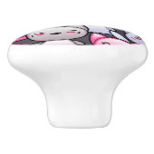 かわいいかわいいの落書き猫2が付いているパターン セラミックノブ (側面)