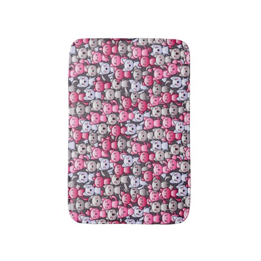 かわいいかわいいの落書き猫2が付いているパターン バスマット (正面縦)