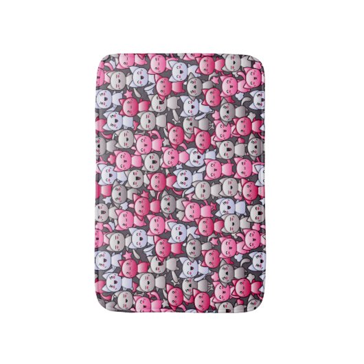 かわいいかわいいの落書き猫2が付いているパターン バスマット (正面縦)