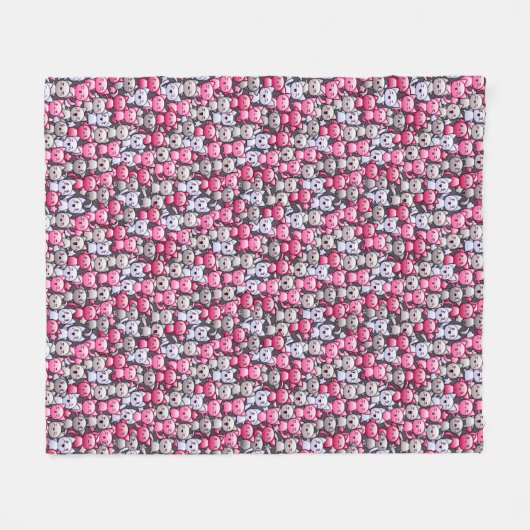 かわいいかわいいの落書き猫2が付いているパターン フリースブランケット (正面(横))