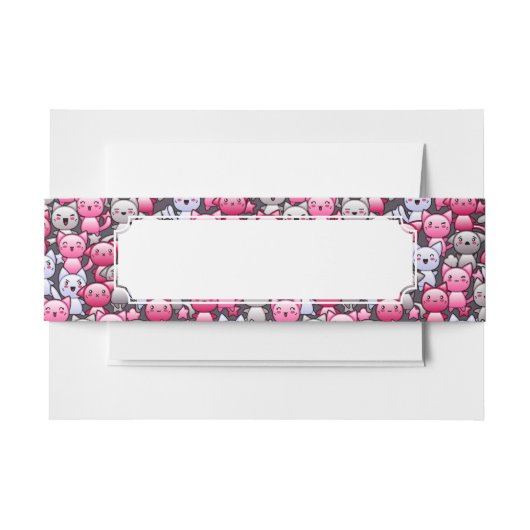 かわいいかわいいの落書き猫2が付いているパターン 招待状ベリーバンド (正面例)