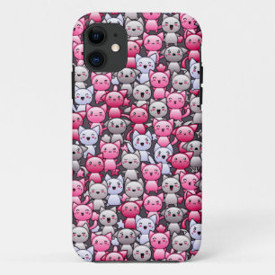 かわいいかわいいの落書き猫2が付いているパターン iPhone 11 ケース