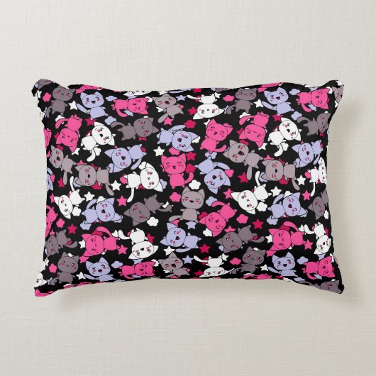 かわいいかわいいの落書き猫3が付いているパターン アクセントクッション (正面)