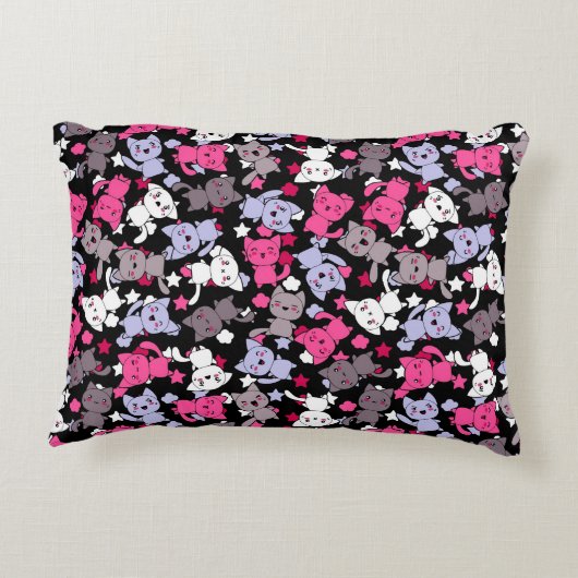 かわいいかわいいの落書き猫3が付いているパターン アクセントクッション (裏面)