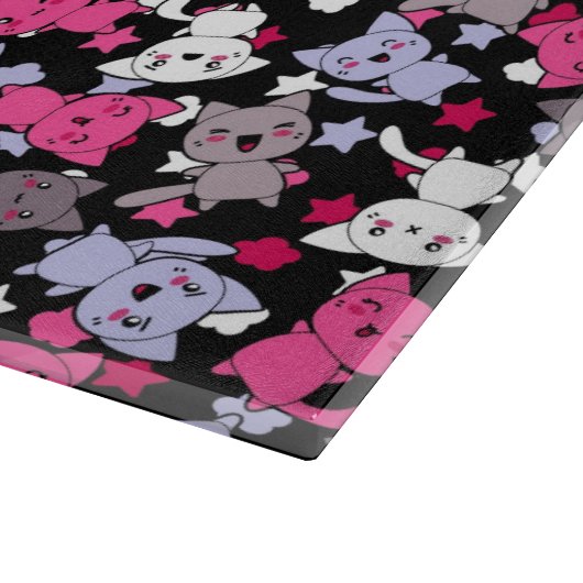 かわいいかわいいの落書き猫3が付いているパターン カッティングボード (角)