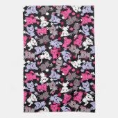 かわいいかわいいの落書き猫3が付いているパターン キッチンタオル (縦)