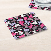 かわいいかわいいの落書き猫3が付いているパターン スクエアペーパーコースター (アングル)
