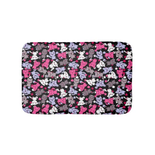 かわいいかわいいの落書き猫3が付いているパターン バスマット (正面)