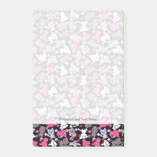 かわいいかわいいの落書き猫3が付いているパターン ポストイット (正面)