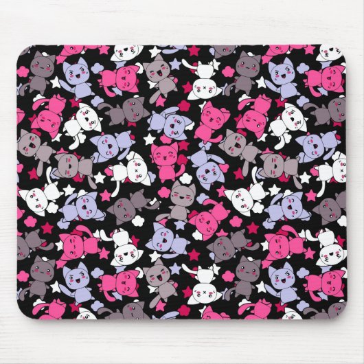 かわいいかわいいの落書き猫3が付いているパターン マウスパッド (正面)