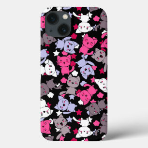 かわいいかわいいの落書き猫3が付いているパターン iPhone 13ケース