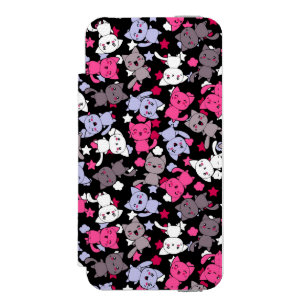 かわいいかわいいの落書き猫3が付いているパターン iPhone SE/5/5sウォレットケース