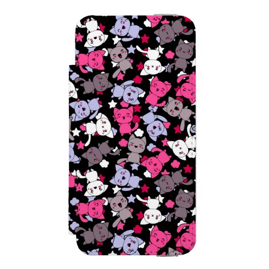 かわいいかわいいの落書き猫3が付いているパターン INCIPIO iPhoneウォレットケース (フォリオ 正面)