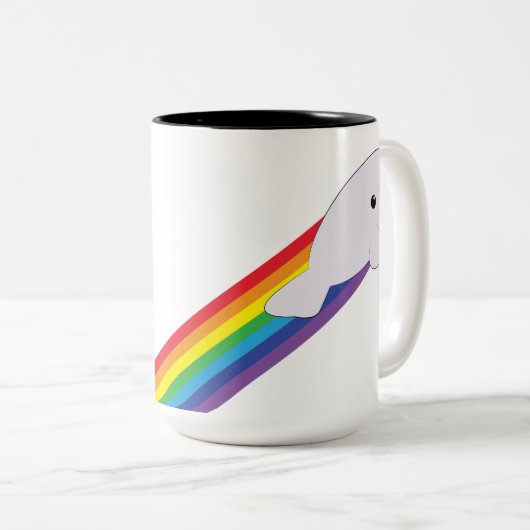 かわいいかわいいの虹のロケットの子どものアシカ2の調子のマグ ツートーンマグカップ (正面右)
