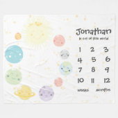 かわいいかわいいの銀河の惑星のベビーのマイル標石 フリースブランケット (正面(横))