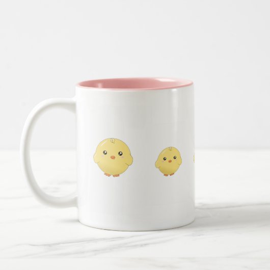 かわいいかわいいの黄色いひよこのマグ ツートーンマグカップ (左)