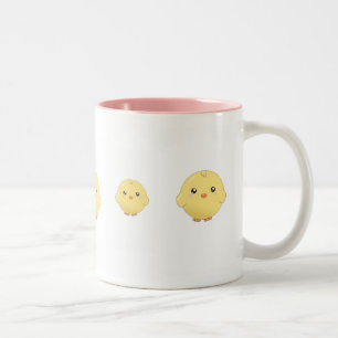 かわいいかわいいの黄色いひよこのマグ ツートーンマグカップ