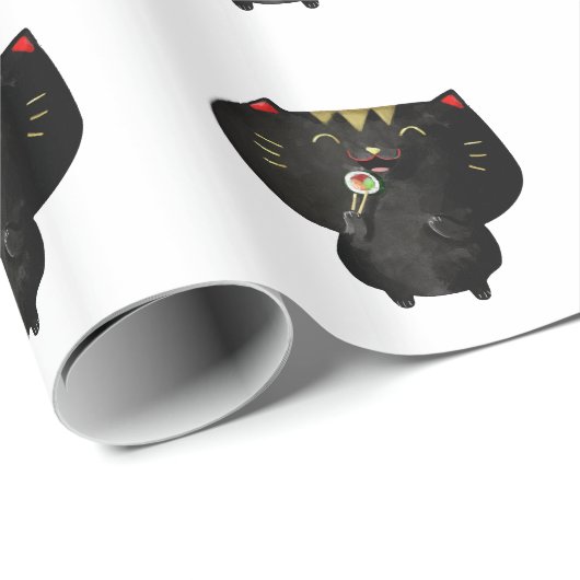 かわいいかわいいの黒い寿司猫 ラッピングペーパー (ロールコーナー)