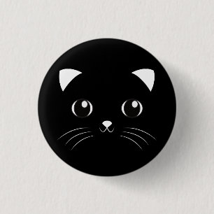 かわいいかわいいの黒猫の顔の輪郭 缶バッジ