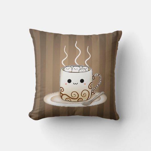 かわいいかわいいはココア飲み物を暖めます クッション (正面)