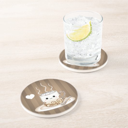 かわいいかわいいはココア飲み物を暖めます コースター (側面)