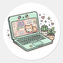 かわいいかわいいゆるふわノートパソコンねこ多肉植物ステッカー