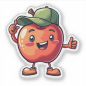 かわいいかわいいりんごキャップおもしろいフルーツ シール (正面)