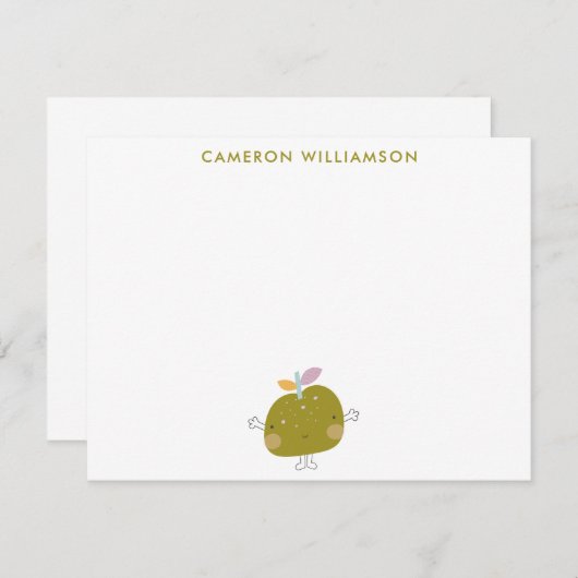 かわいいかわいいりんごパーソナライズされた文房具 ノートカード (正面/裏面)