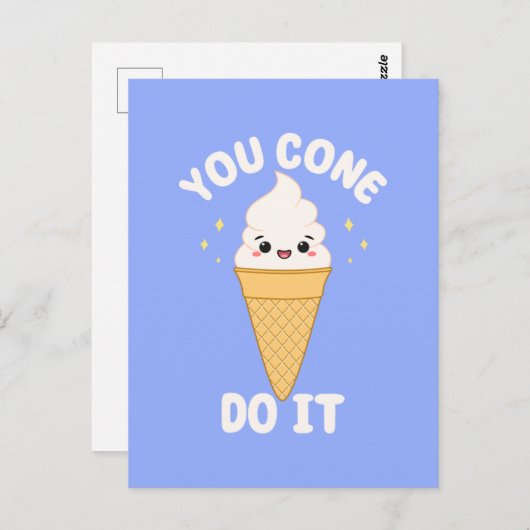 かわいいかわいいアイスクリームコーンやる気を起こさせる引用文 ポストカード (正面/裏面)