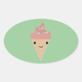 かわいいかわいいアイスクリーム 楕円形シール (正面)