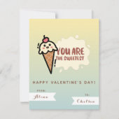 かわいいかわいいアイス – クリームキッズフレンドバレンタインデー ノートカード (正面)