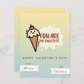 かわいいかわいいアイス – クリームキッズフレンドバレンタインデー ノートカード (正面/裏面)