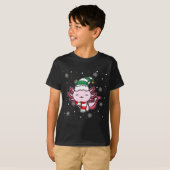 かわいいかわいいアクソロトル小妖精や小人クリスマスサンタハット Tシャツ (正面フル)
