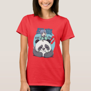 かわいいかわいいアニメガールパンダ昼寝時間 Tシャツ