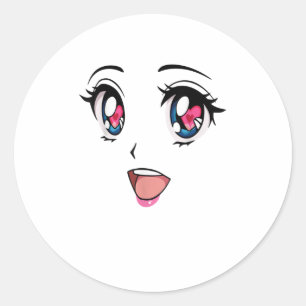かわいいかわいいアニメガール顔マンガスタイル ラウンドシール