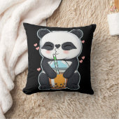 かわいいかわいいアニメパンダbobaバブルティーオタクメンズ クッション (ブランケット)