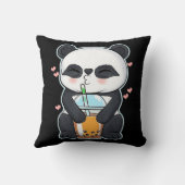 かわいいかわいいアニメパンダbobaバブルティーオタクメンズ クッション (裏面)