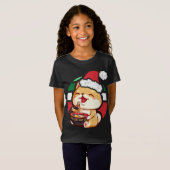 かわいいかわいいアニメ柴犬犬食べ物のラーメンChris Tシャツ (正面フル)