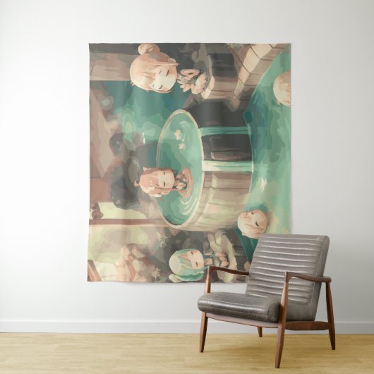 かわいいかわいいアニメinプール タペストリー (インサイチュ)