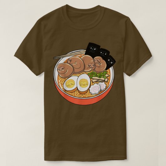 かわいいかわいいアニメslothオタク日本のラーメン麺 tシャツ (デザイン正面)