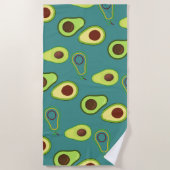 かわいいかわいいアボカドスライス夏のグラデーションパターン ビーチタオル (正面)