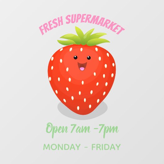 かわいいかわいいイチゴ漫画イラストレーション ウィンドウサイン (シート)