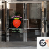 かわいいかわいいイチゴ漫画イラストレーション ウィンドウサイン (オフィスドア)