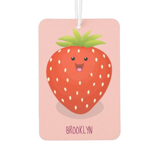 かわいいかわいいイチゴ漫画イラストレーション カーエアーフレッシュナー (裏面)