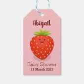 かわいいかわいいイチゴ漫画イラストレーション ギフトタグ (正面)