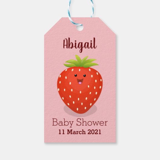 かわいいかわいいイチゴ漫画イラストレーション ギフトタグ (裏面)