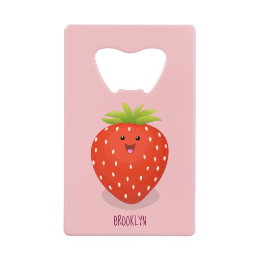 かわいいかわいいイチゴ漫画イラストレーション クレジットカード栓抜き (正面)