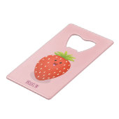 かわいいかわいいイチゴ漫画イラストレーション クレジットカード栓抜き (裏面アングル)